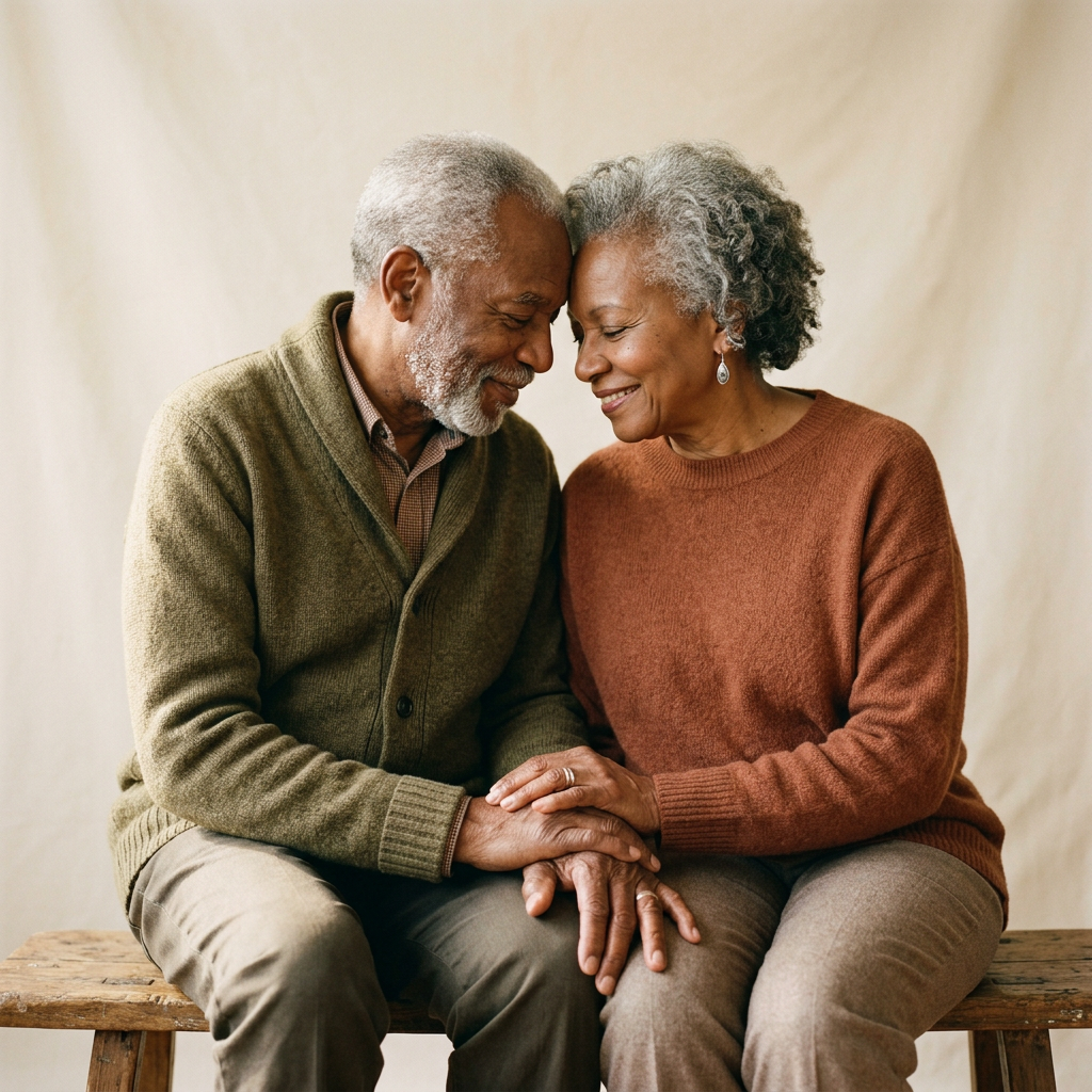 An elderly husband and wife.
